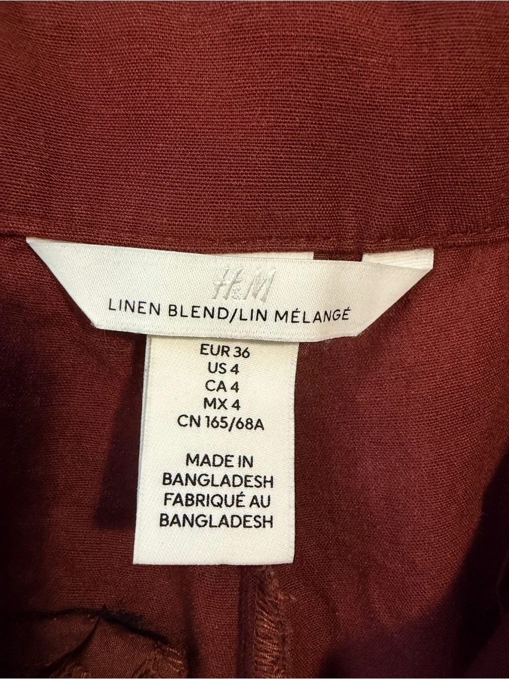 H&M Rust Red Linen-Blend Pant
